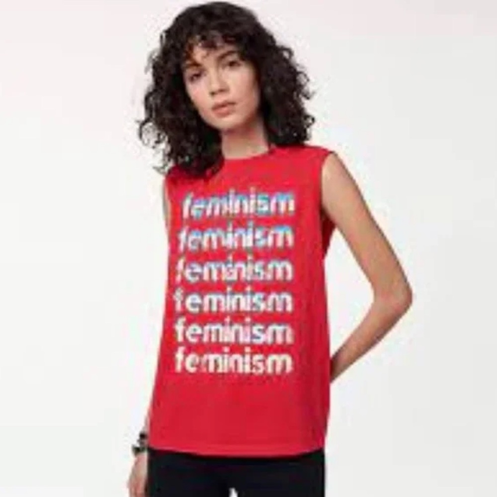 REBECCA MINKOFF Red “Feminism” Muscle Tank Top
